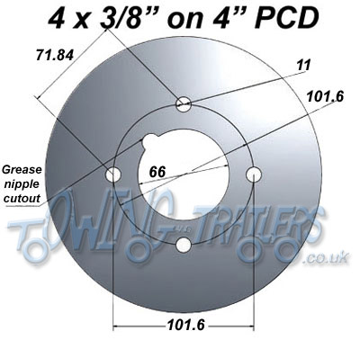 Trailer wheel PCD 4 stud 4 inch PCD for Indespension trailer