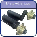 Trailer suspension units with hubs
